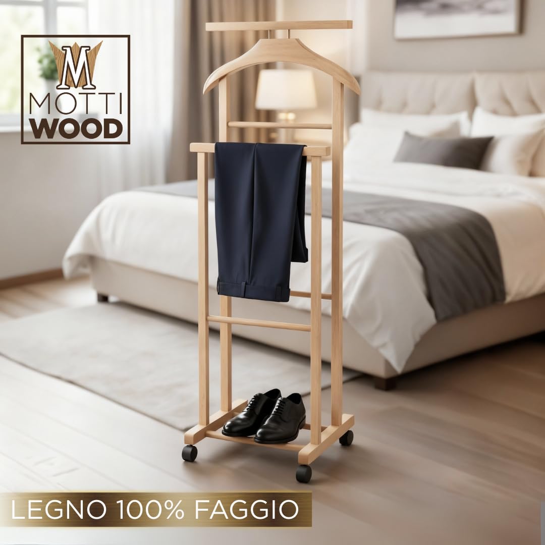WIGSELBL Appendiabiti classico in legno, appendiabiti in legno massello, autoportante con 10 ganci, appendiabiti in legno per casa, camera da letto, ingresso (colore: stile-1