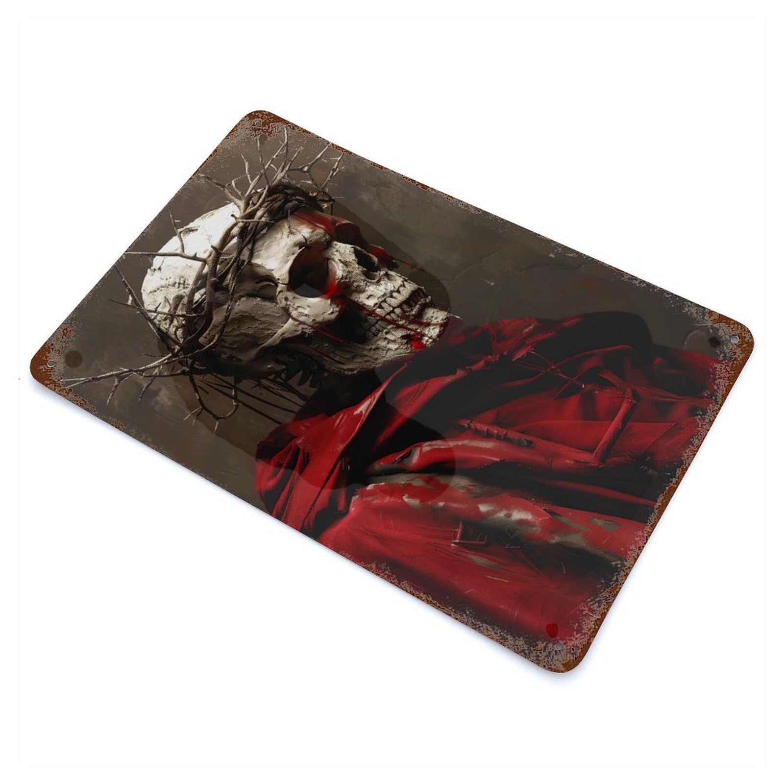Skull of A Dead Skeleton Rusty Metal Tin Sign 11.8"x7.9", Industrial Home Decor for Garage, Pub Or Kitchen