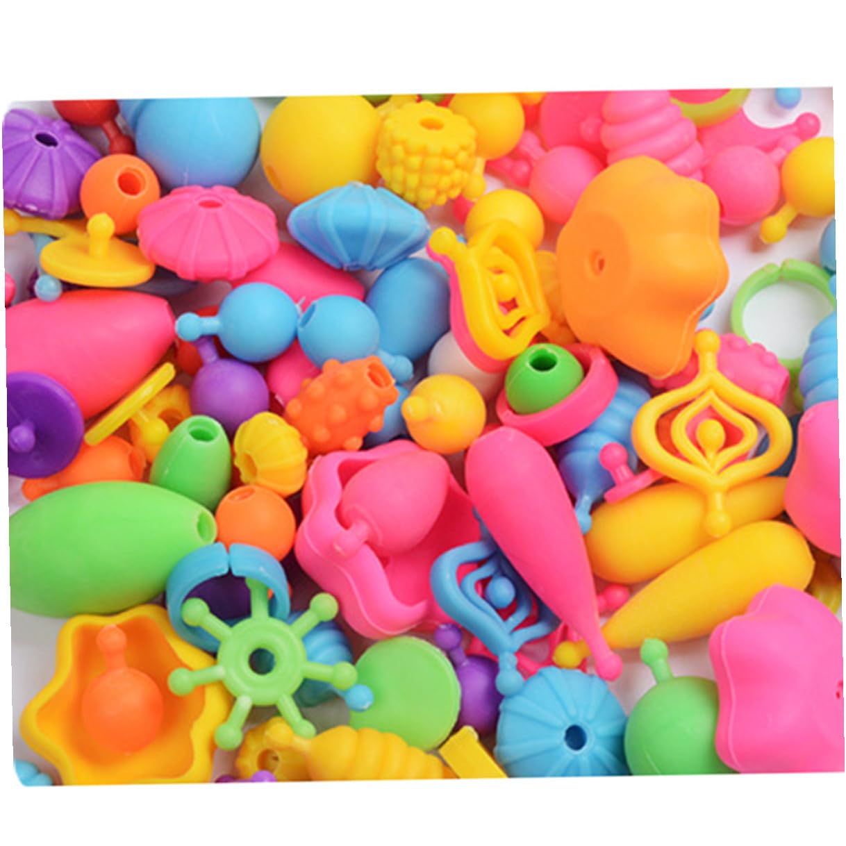 Kit de Cuentas de Plástico para Pulseras DIY, Caja Obsequio de 1 Niñas | Pulseras Niño Niña Manualidades, Lavables, Piezas de Varios Tamaños y Formas, para Decoración y Creatividad