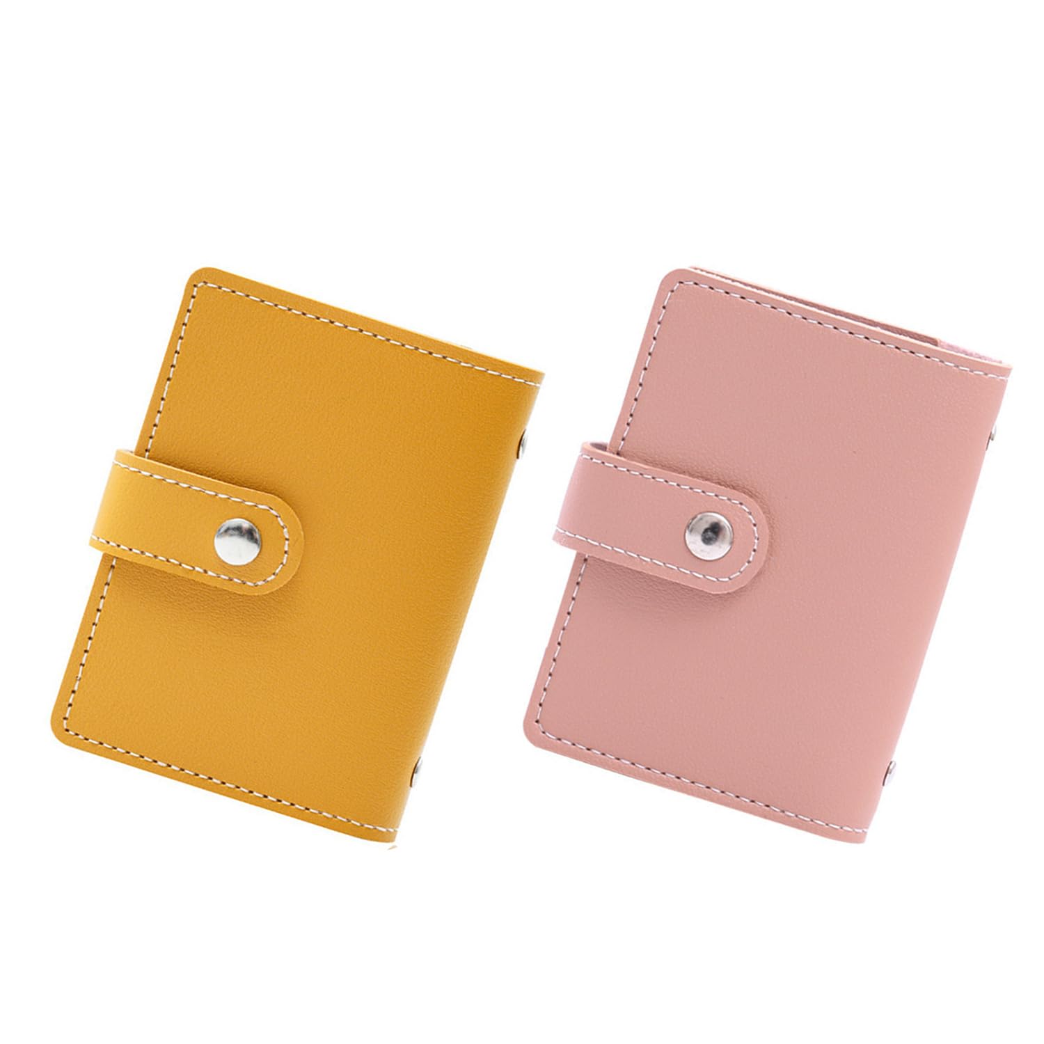 RNSKFG 2 Leather Card Bags, Multi-Card Wallet, Multi- Compartment Card Bag, Portable Coin Wallet (Pink, Yellow).