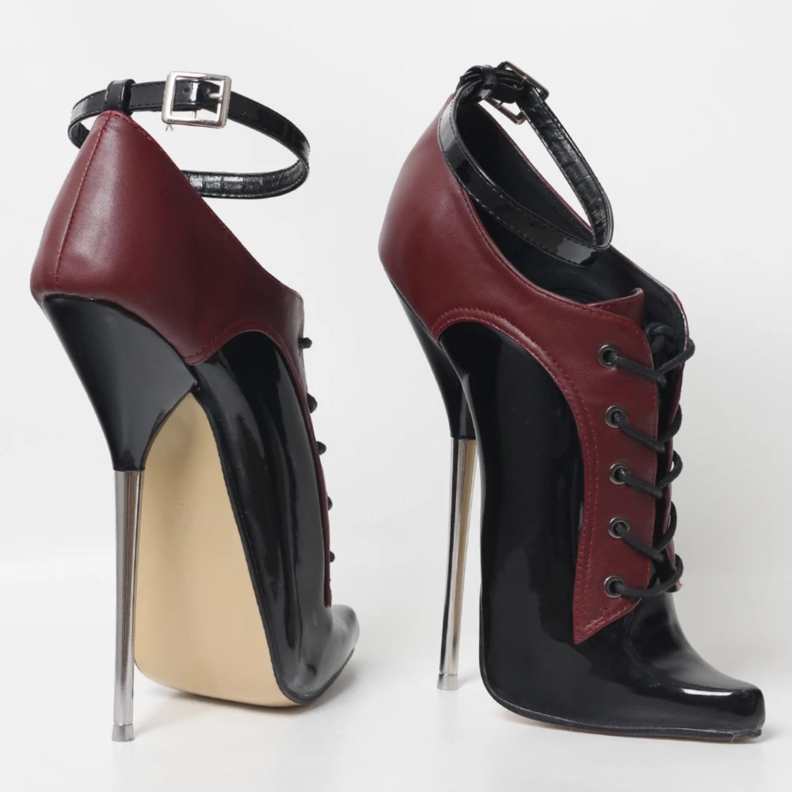 Tacchi Donna Tacchi Alti 18CM Scarpe da Ballo a Punta Tacco fine,Black-43