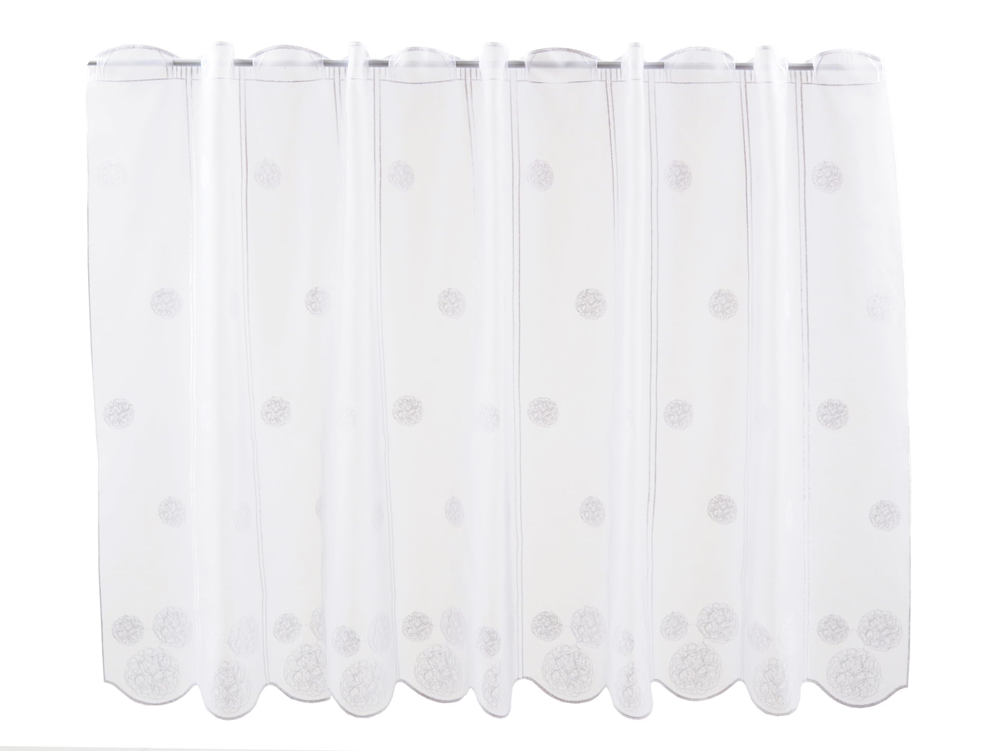 Scheibengardine bestickte Kugeln 100x155 cm H/B Weiß Bistrogardine Vorhang Küche 1er Pack
