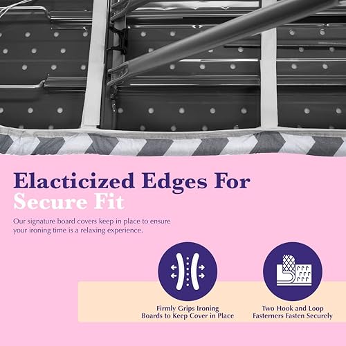Vista 5 de Epica - Funda para tabla de planchar con revestimiento de silicona, resistente a la abrasión y a las manchas, de 15 x 54 pulgadas Chevron: Gris