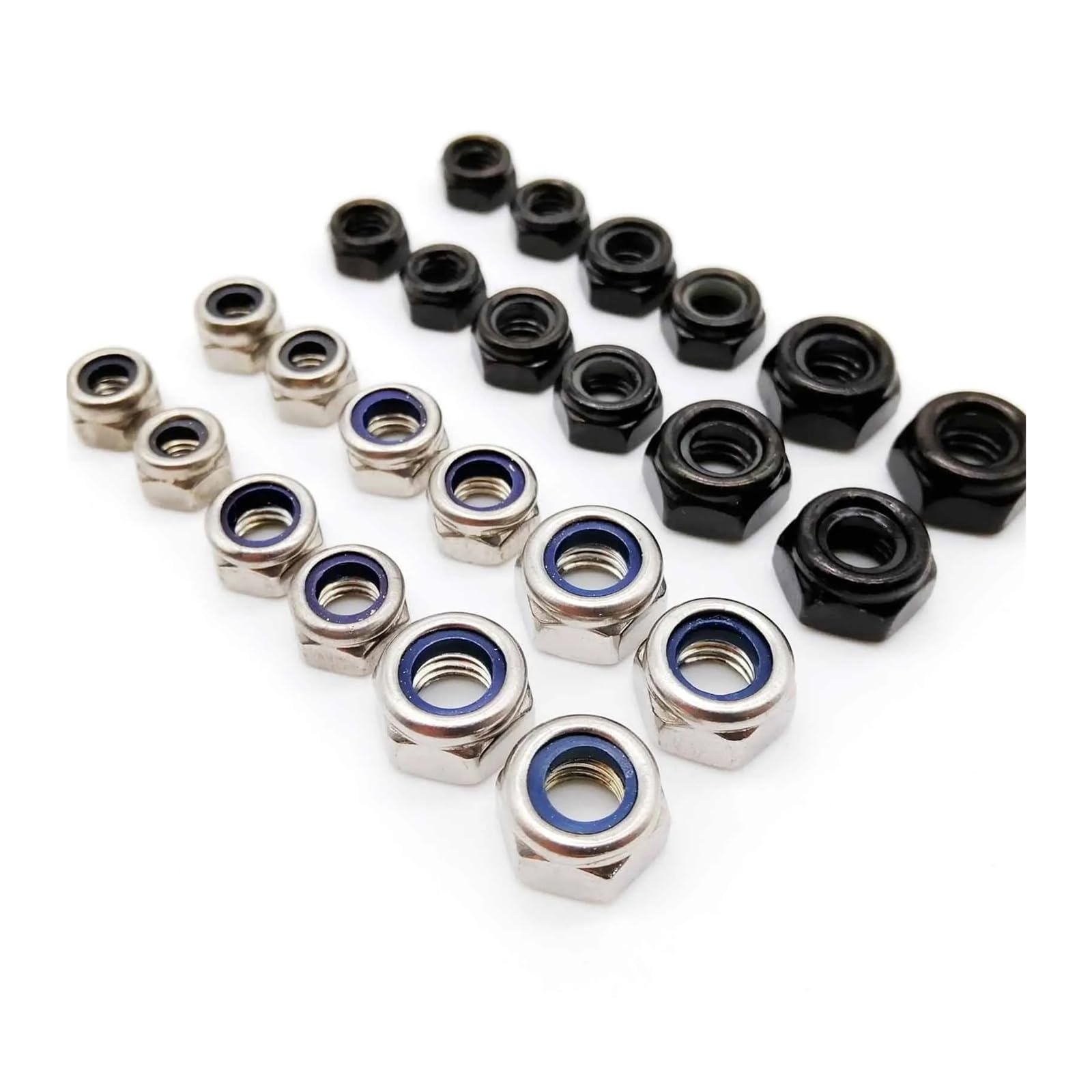 Tuerca de seguridad hexagonal negra de acero inoxidable 304 M2 M2.5 M3 M3.5 M4 M5 M6 M8 M10 M12 M14 M16 Tuerca de seguridad autoblocante(Black carbon steel,25pcs M10)
