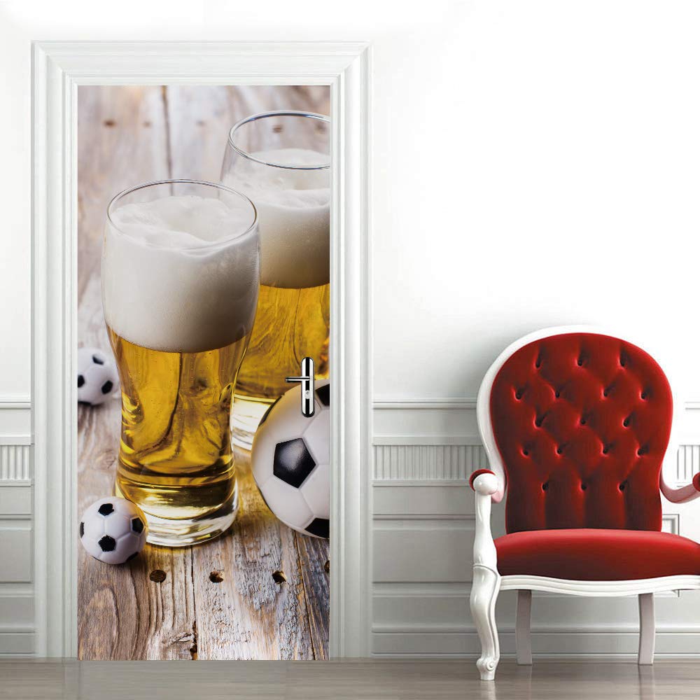 Papier peint de porte bière 3D vinyle imperméable pour salle de bain
