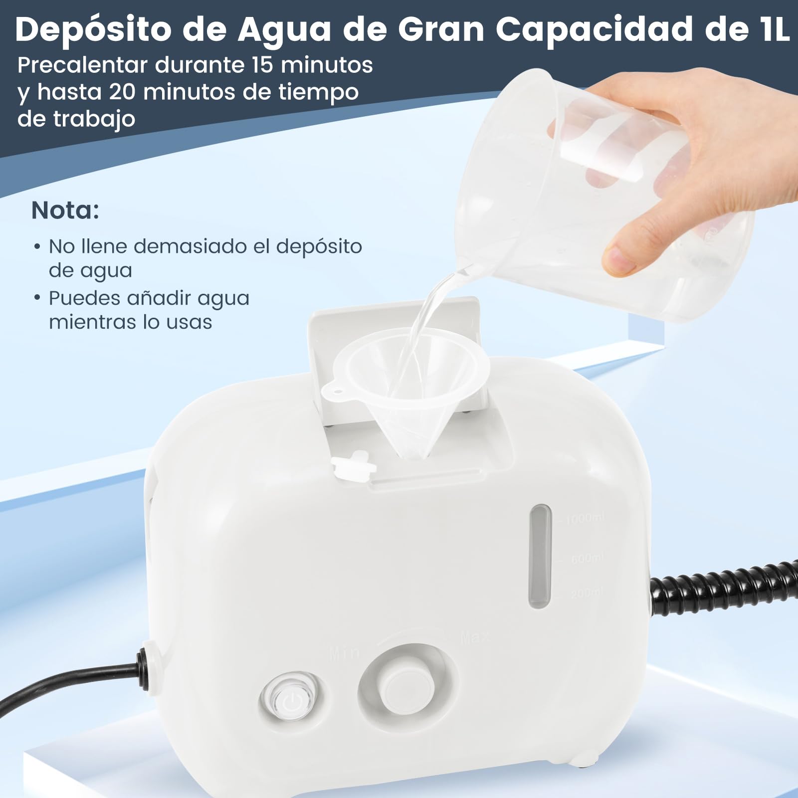 COSTWAY 1500W Limpiador a Vapor Portátil, Vaporizador Doméstico con Tanque de Agua de 1 L, Máquina de Limpieza a Vapor a Presión Multifuncional para Coche, Tapicería y Cocina (Blanco)