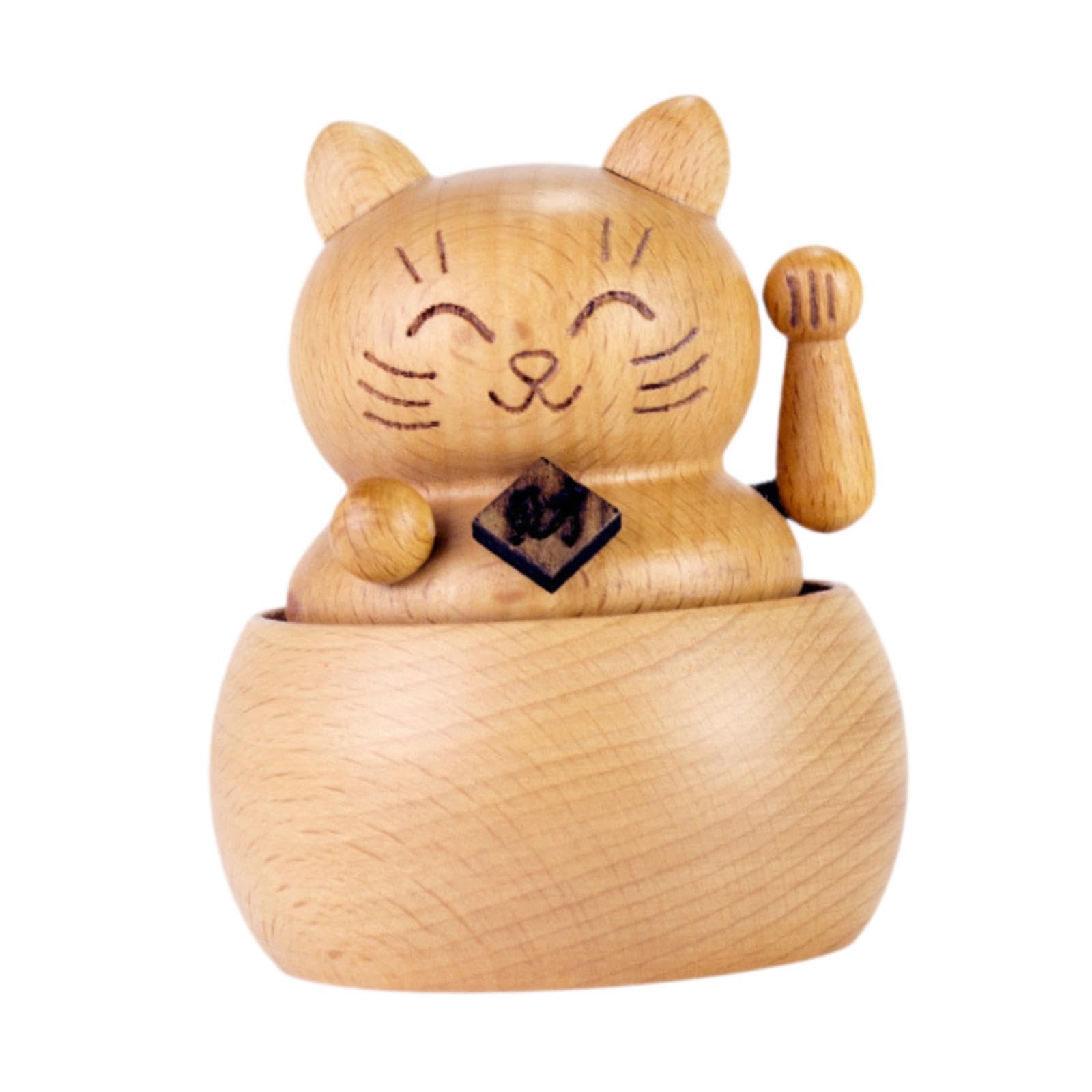 Amazon | FytStycale 猫の形をした木製オルゴール、装飾メロディー再生
