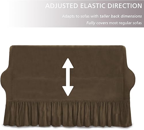 Miniatura 5 de NICEEC Funda de sofá súper suave de 1 pieza marrón para sofás, funda elástica universal de elastano para sala de estar, fácil ajuste, lavable,