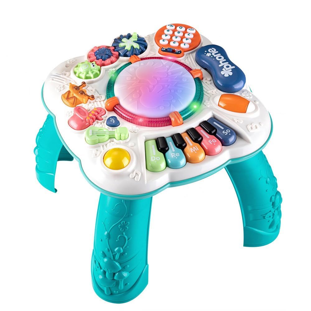 Mesa de actividades para bebés, juguetes musicales para bebés de 6 a 12 meses, centro de actividades para 1, 2, 3 años (tamaño: 30 x 30 x 30 cm)