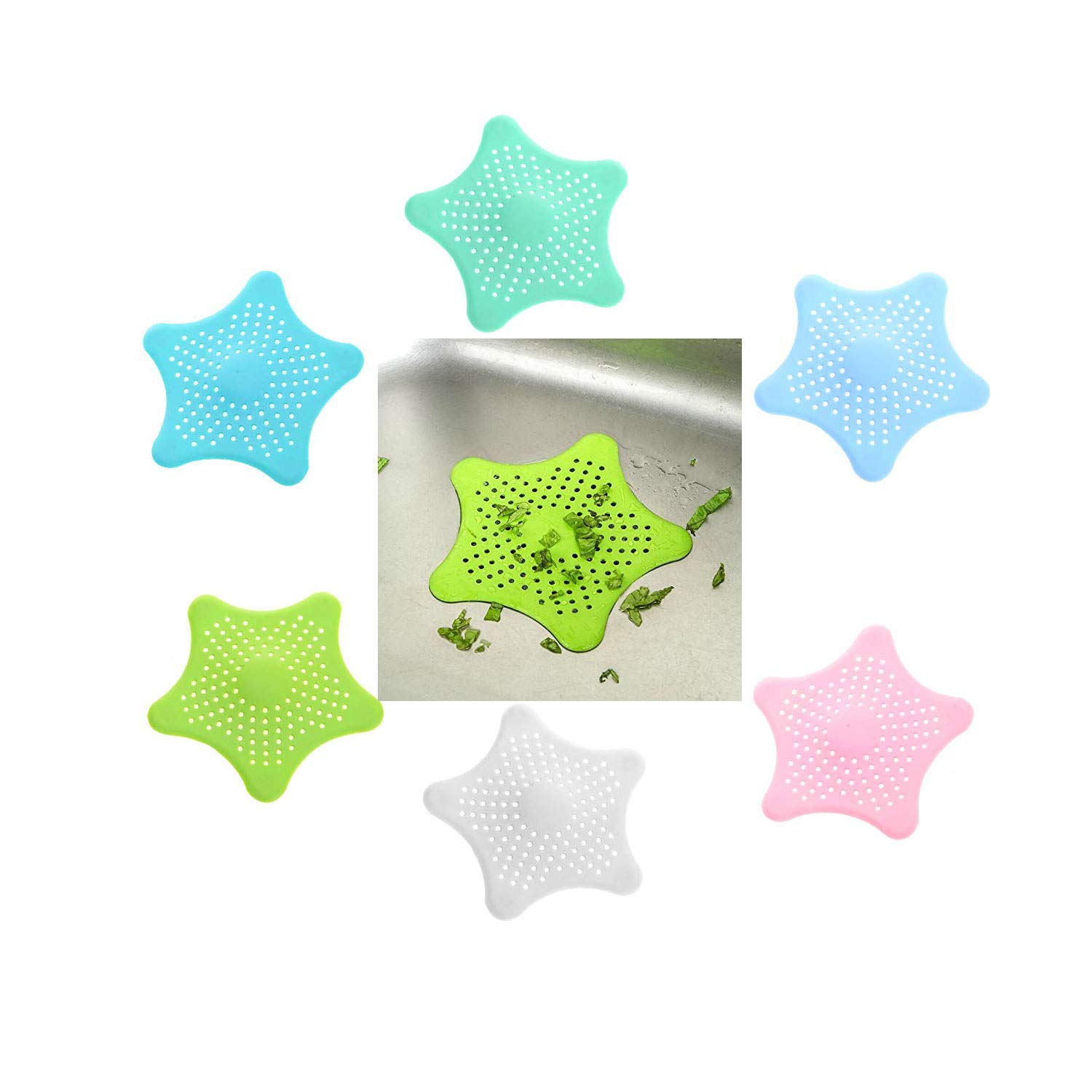 KRISMYA 6 Pcs Silicone Shower Drain Strainer Hair Catcher,Bathroom Sink Stopper - Hair Blocker for Shower Drain,Drain Cover Hair Trap,Filter for Kitchen and Bathroom(Random Colors) (B07YS57X22) Amazon Price History, Amazon Price Tracker