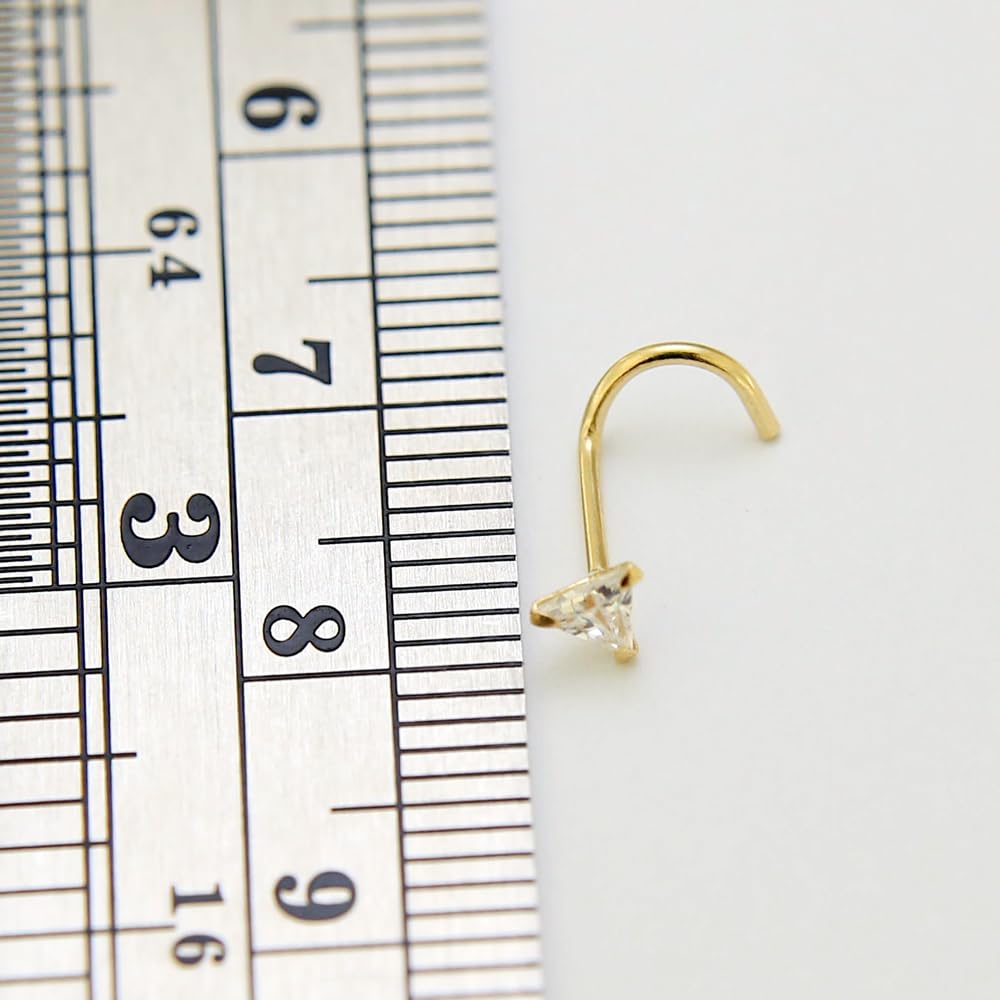 Monster Piercing 14K Gold Echtgold | Nasenpiercing Nasenstecker Stud | Kristallstein | Stabstärke: 20G (0,8 mm) | Stablänge: 7mm | Hypoallergen