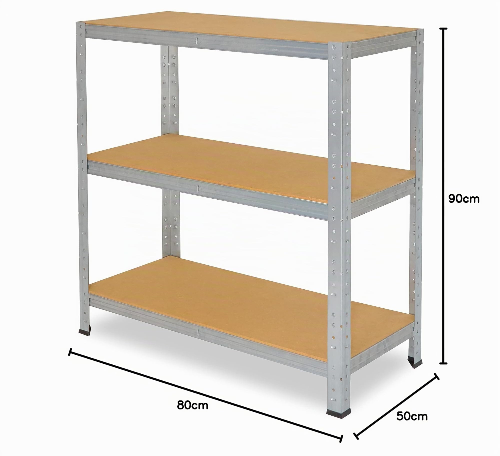 shelfplaza® 90x80x50cm HOME Scaffale metallo per carichi pesanti zincato con 3 ripiani con 175kg capacità di carico/Scaffali in metallo per garage come scaffali per ripostiglio o officina