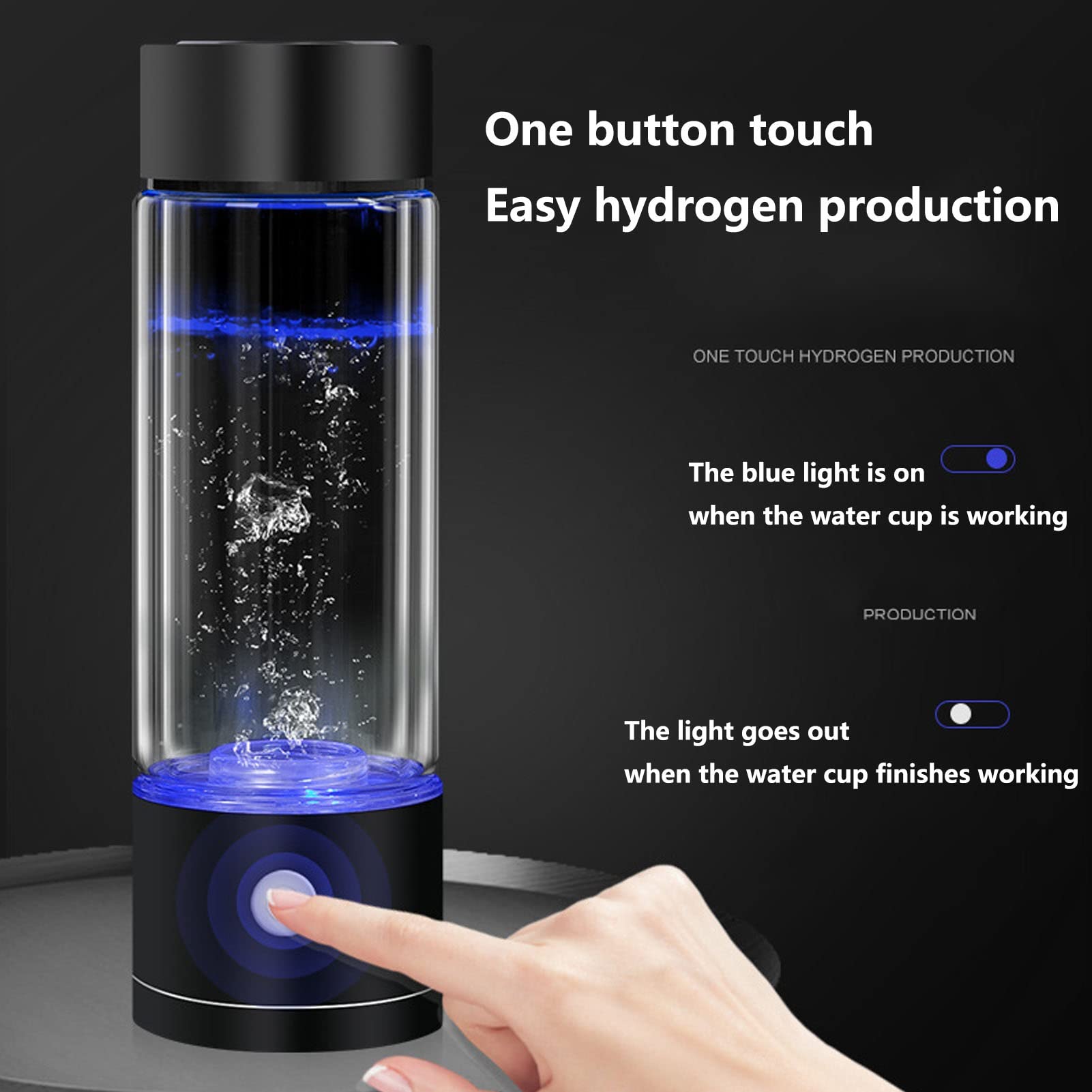 Générateur d'eau Bouteille d'eau Riche hydrogène Générateur d'eau alcaline hydrogène Ioniseur Technologie SPE/PEM Augmente teneur hydrogène jusqu'à 1300-1600 PPB avec Adaptateur Bouteille d'inhala