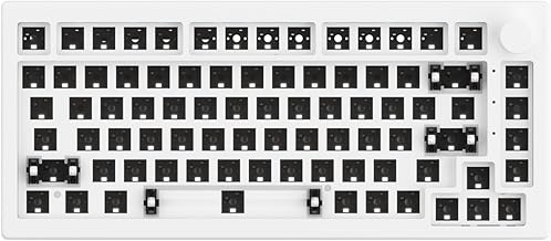 5075B Custom Gaming Keyboard Kit White 75% VIA Multi-Modes Gasket Mount Barebones Mechanical Keyboard VIA Programmable with RGB Backlit Hot-swappable