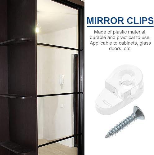 Miniatura 7 de Cabilock Kit de clips de retención de puerta de vidrio, kit de clips de retención de vidrio transparente de plástico con tornillos para fijar