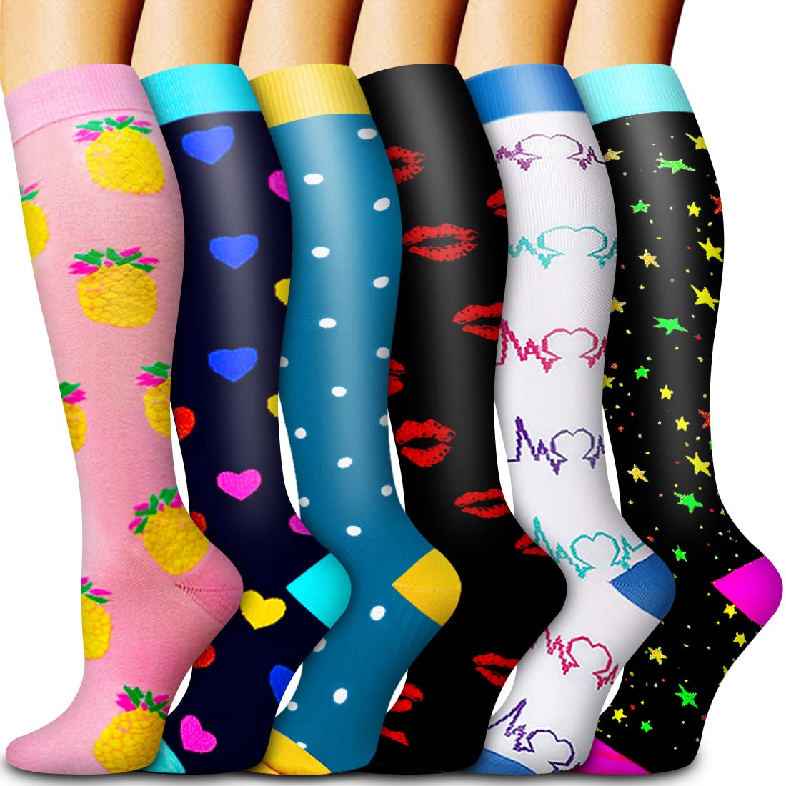 6 Pack Copper Compression Socks for Women and Men Circulation-Best Support for Medical, Running,Nursing,Athletic - D-assorted4 Large-X-Large