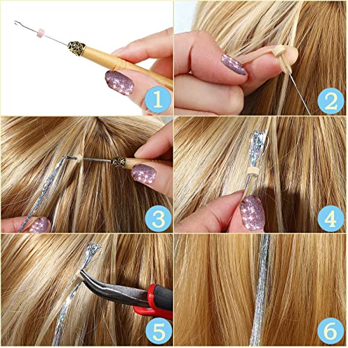 Hair Tinsel Kit (48 Inch, 16 Colors, 4800 Strands), Glitter Tinsel Hair Extensions With Tools - Fairy Hair Tinsel Heat Resistant Accessories For Women Girls Kids #TOP5