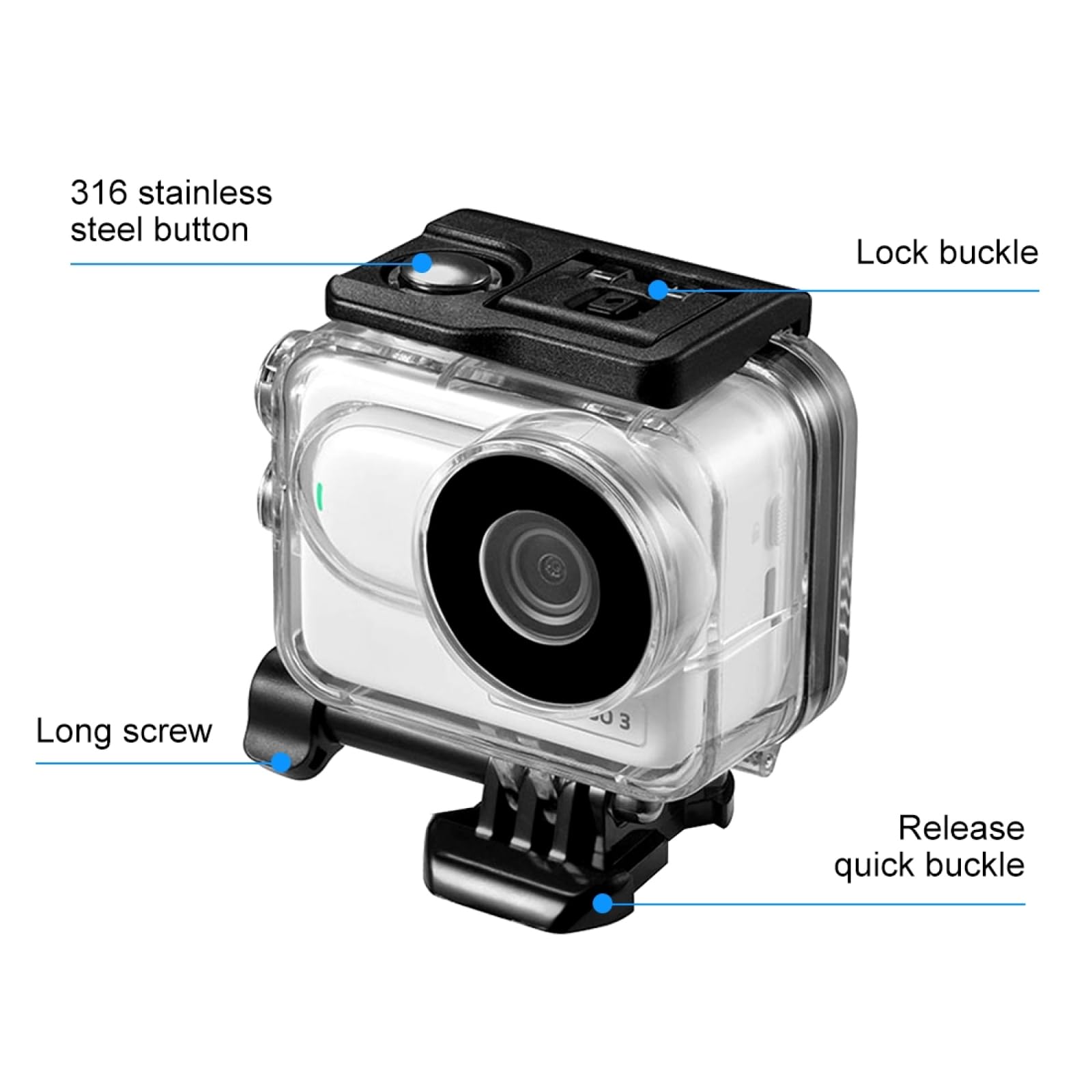 Per Insta360 GO3 Custodia Impermeabile, 60 Metri di Immersione Custodia Protettiva Custodia Protettiva Subacquea per GO 3 Fotocamera Sportiva