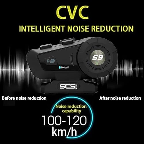 Miniatura 4 de SCSETC S-9 - Auriculares Bluetooth para casco de motocicleta de 6,561.7ft, 6 intercomunicadores, auriculares Bluetooth para motocicleta con