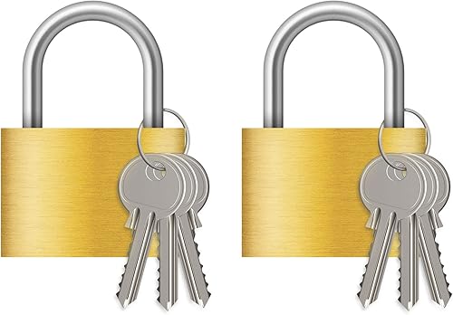 Diyife - Candado con llave, 2 unidades 6 llaves Candado de latón macizo con llaves, candados pequeños resistentes a la intemperie, cuerpo de bloqueo