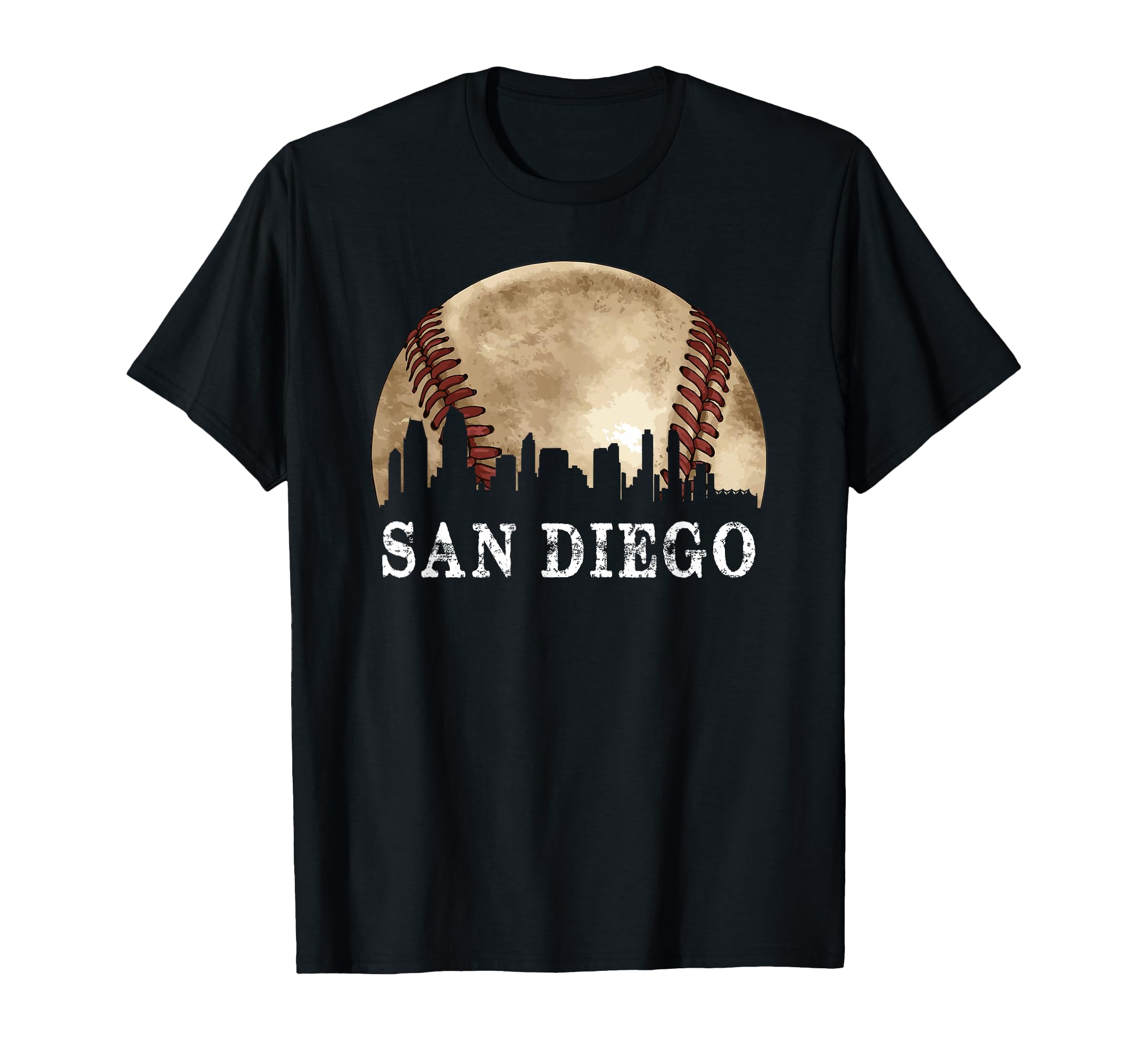 San Diego Skyline City Vintage Baseball Lover T-Shirt
