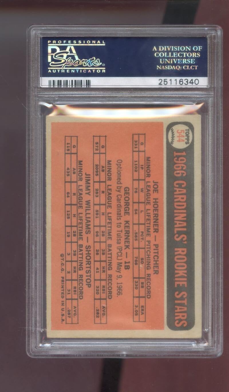 1966 Topps #544 Cards Cardinals Rookies Stars Joe Hoerner George Kernek Jimmy Williams ROOKIE RC PSA 4 Graded Baseball Card MLB St. Louis