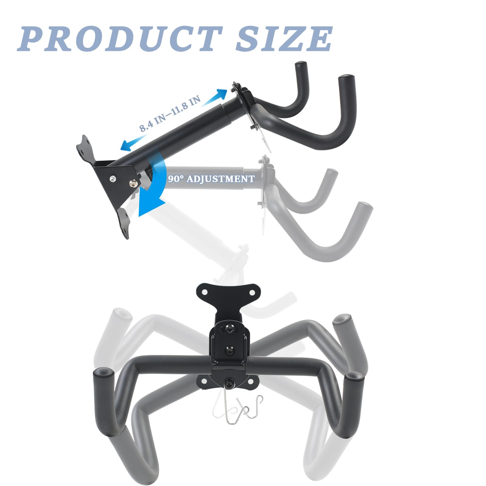 YedZen Bike Wall Mount, Adjustable Distance Bicycle Wall Mounted with Helmet Hook and Anti-Slip Padded, Foldable Bike Rack - Image 2