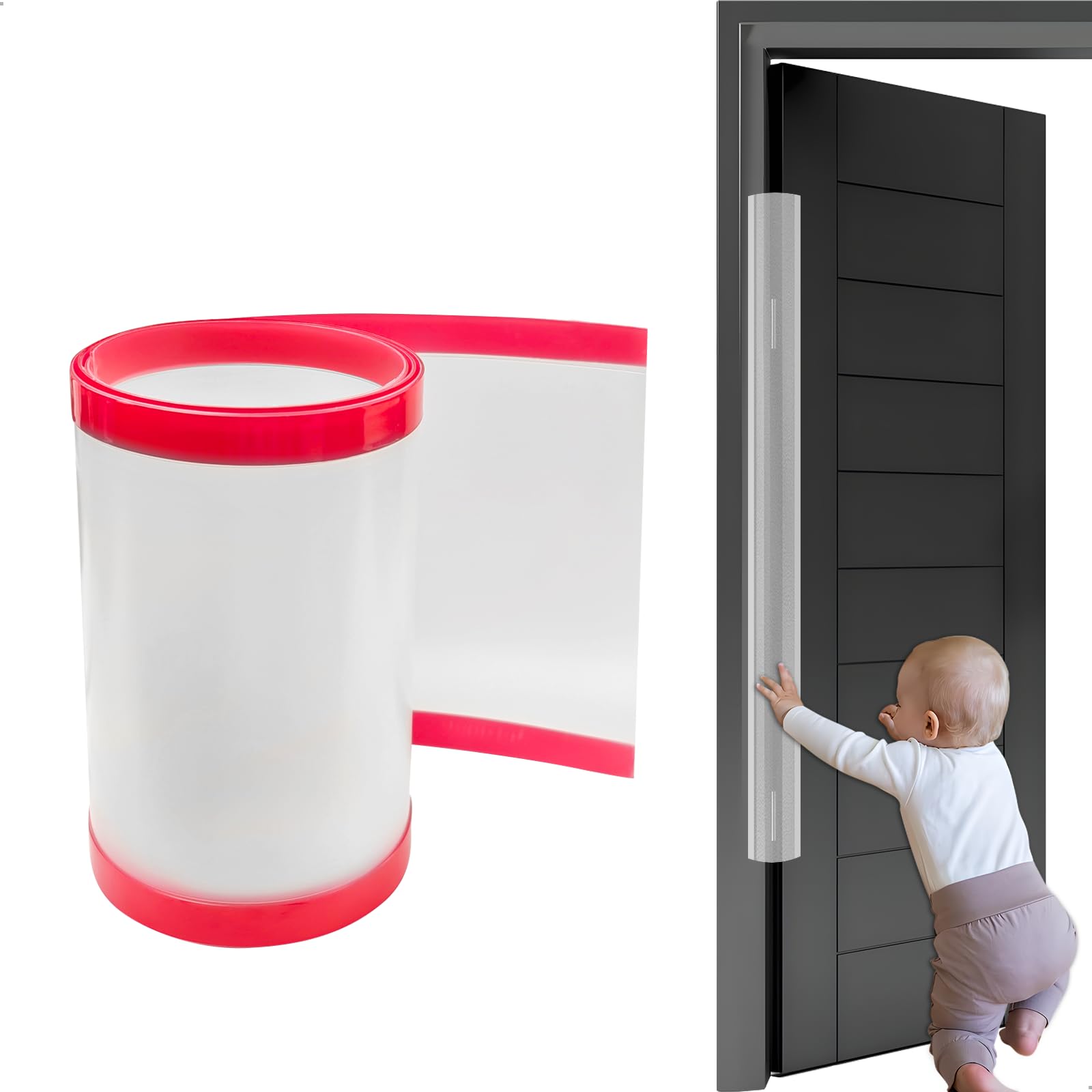 Protector Puertas Bebe, Autoadhesivo Protector Puertas Niños Dedos 17x120CM Protectores de Pellizco de Puerta Transparente Protectores Puertas Bebe para Bebés Niños Escuela Hogar, 1 Piezas