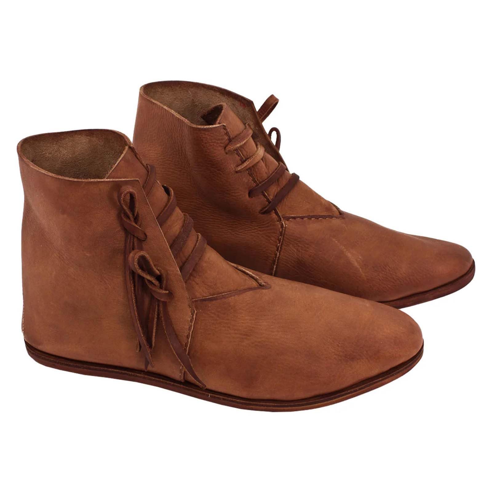 Generisch Mittelalterliche Herren-Stiefeletten im Stil der Stiefeletten, zum Hineinschlüpfen, lässig, niedriger Absatz, bequemes Schuhwerk für den Alltag Herren Schuhe Schwarz Daran