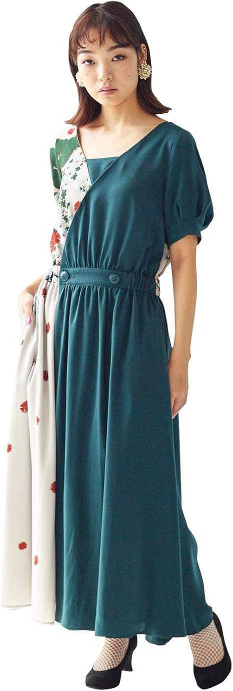 Amazon Co Jp ふりふ キクマツバメ カシュクールワンピース レディース 結婚式 二次会 お呼ばれ フォーマル 和柄 花柄 グリーン 服 ファッション小物