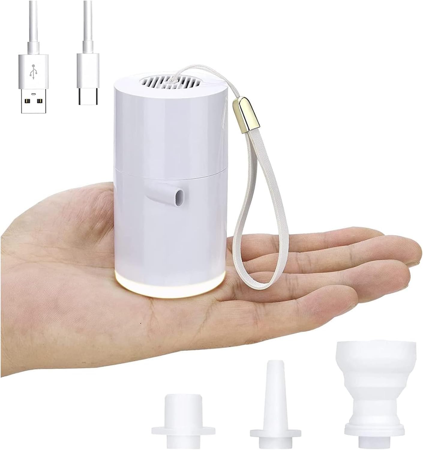 Bolivia'sMini Portable Air Pump, Mini Electric Air Pump with 410LM LED Light for Inflatables, 1400mAh Battery USB Rechargeable Air Pump, Battery Pool Float Pump Quick Inflate for Camping