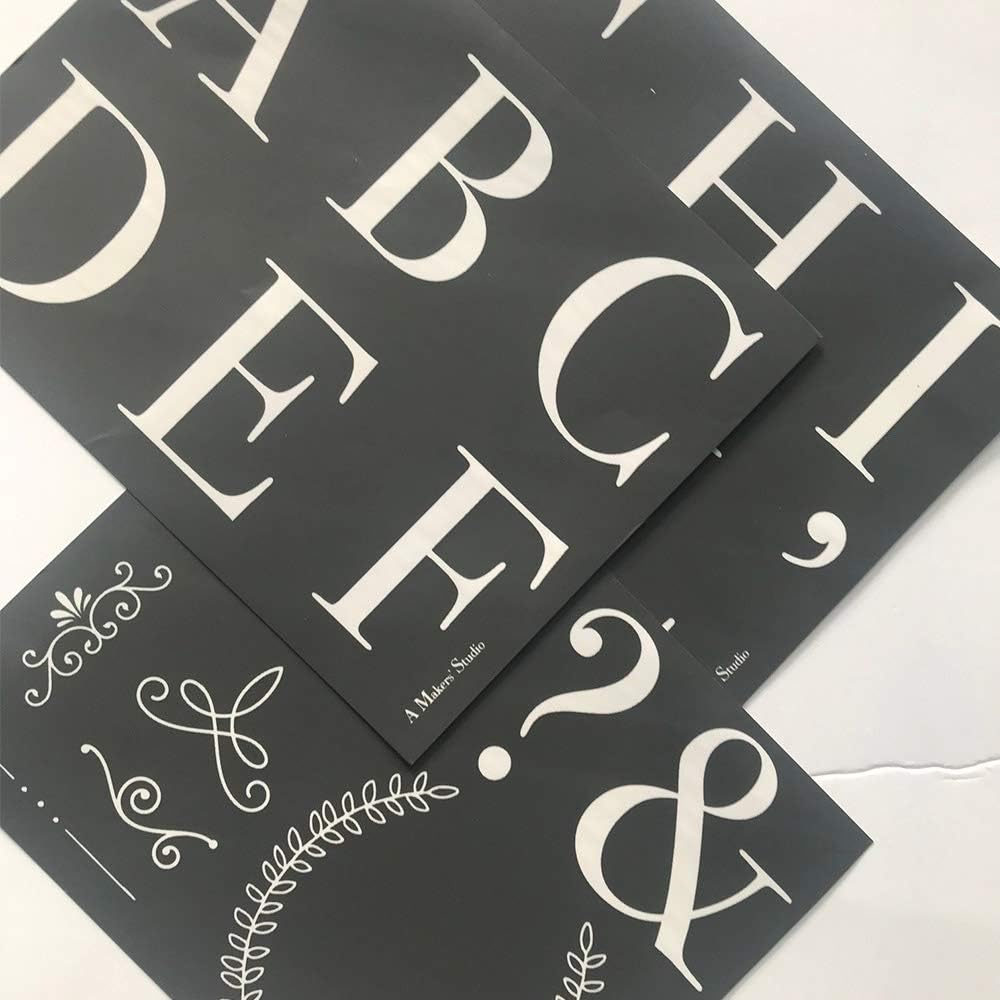 Mesh Adhesive Stencil | Alphabet A-M | 3-Pack | Reusable Mesh Stencil for Painting, Chalk Paste Transfers, Chalk Stencils, Silk Screen Stencils, and More | A Makers’ Studio | 8.5X11