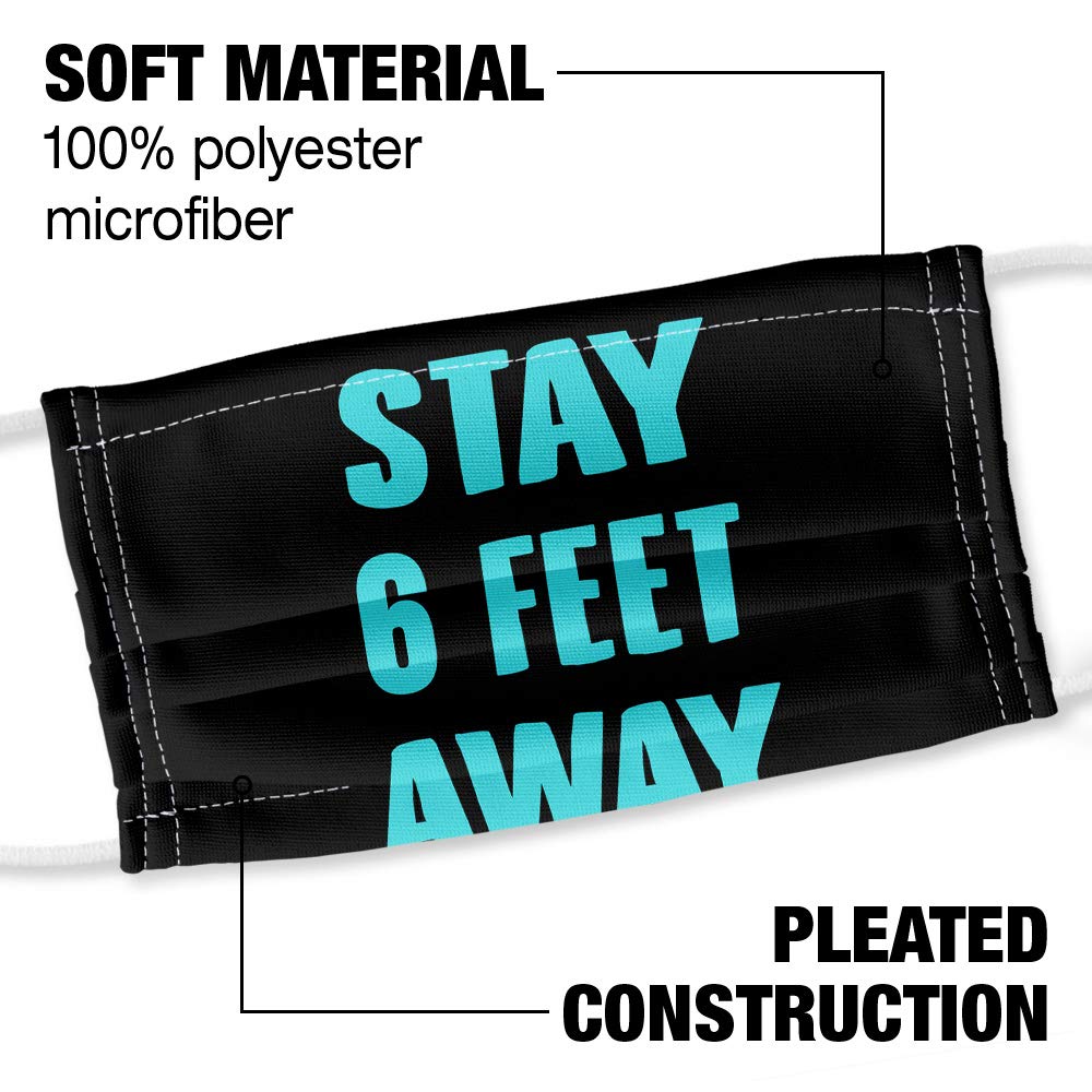 Popfunk Stay 6 Feet Away 1-Ply Reusable Face Mask Covering with Adjustable Nose Wire, Unisex