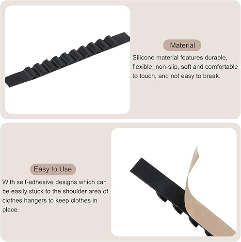 Miniatura 4 de uxcell 50 tiras adhesivas de silicona antideslizantes para colgar ropa para perchas de madera y plástico, color negro (3.54 x 0.39 pulgadas)