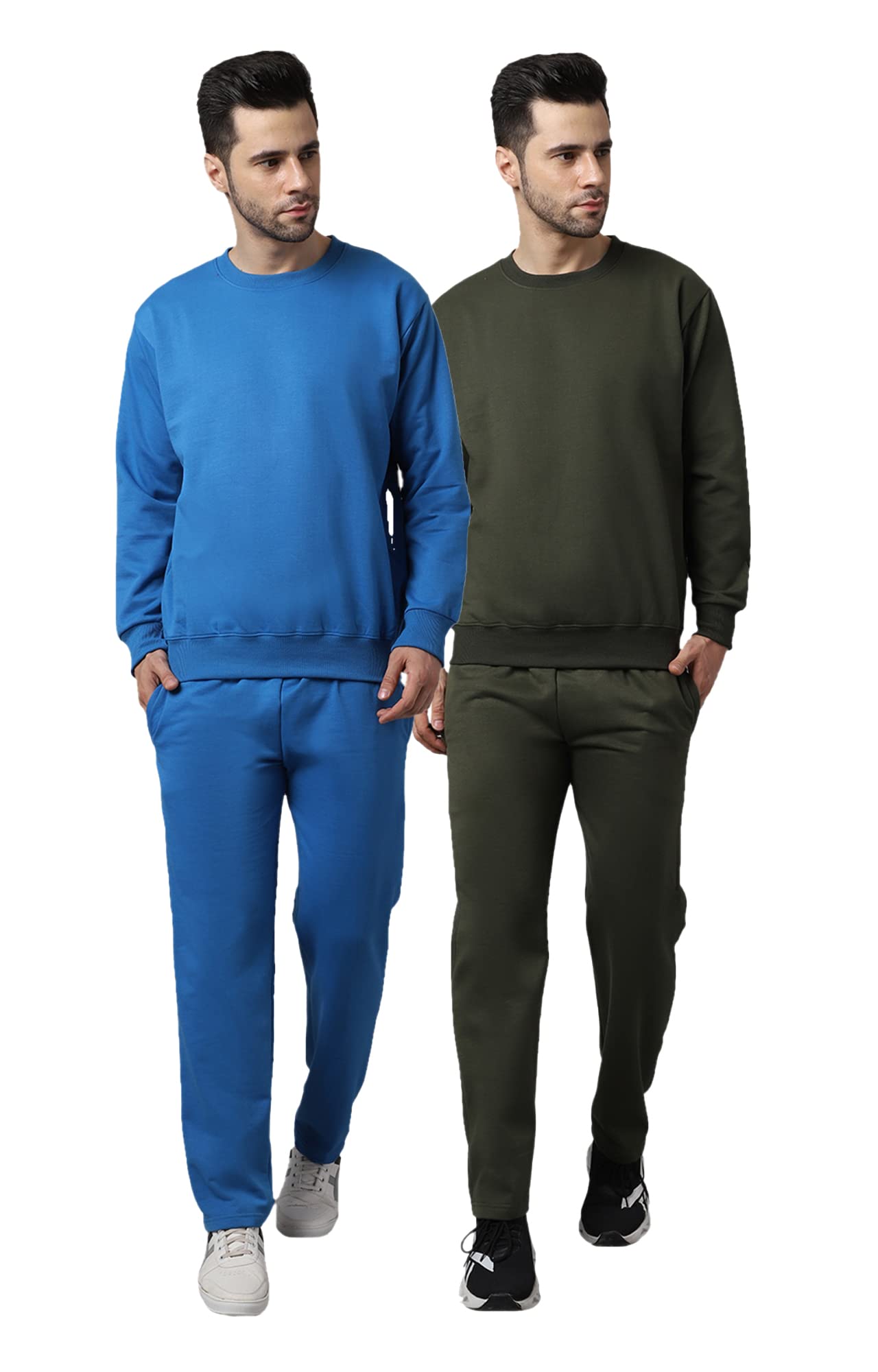 VIMAL JONNEY Fleece Printed Multicolor Tracksuit Co-ord Set for Men (Pack of 2)-SW_RN_BLU_50_PNK_LOWER_BLU_PNK_04-P