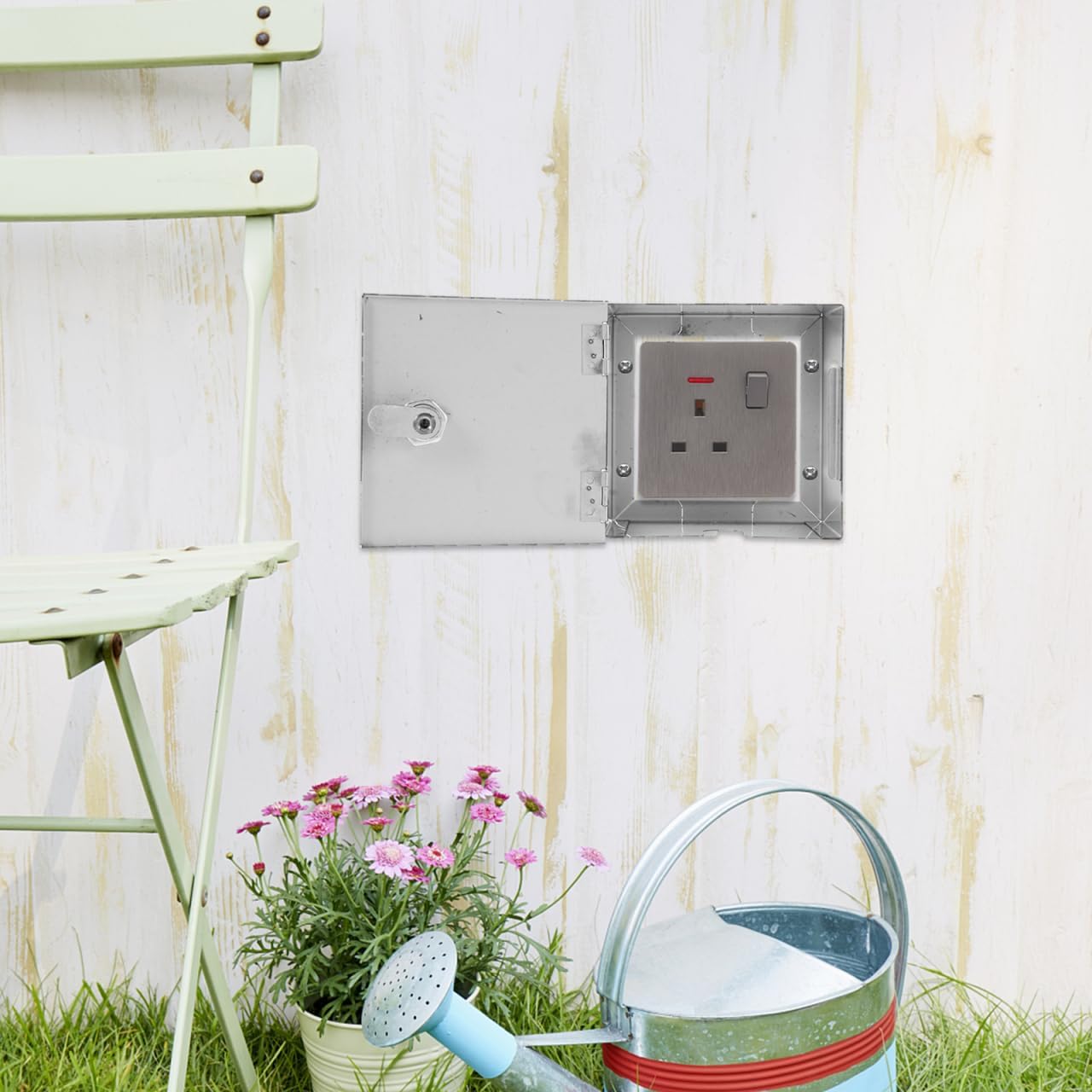 Heavy Duty Stainless Steel Weatherproof Electrical Outlet Security Box Lockable Theft Socket Cover for Outdoor Use Design Easy DIY Installation Robust