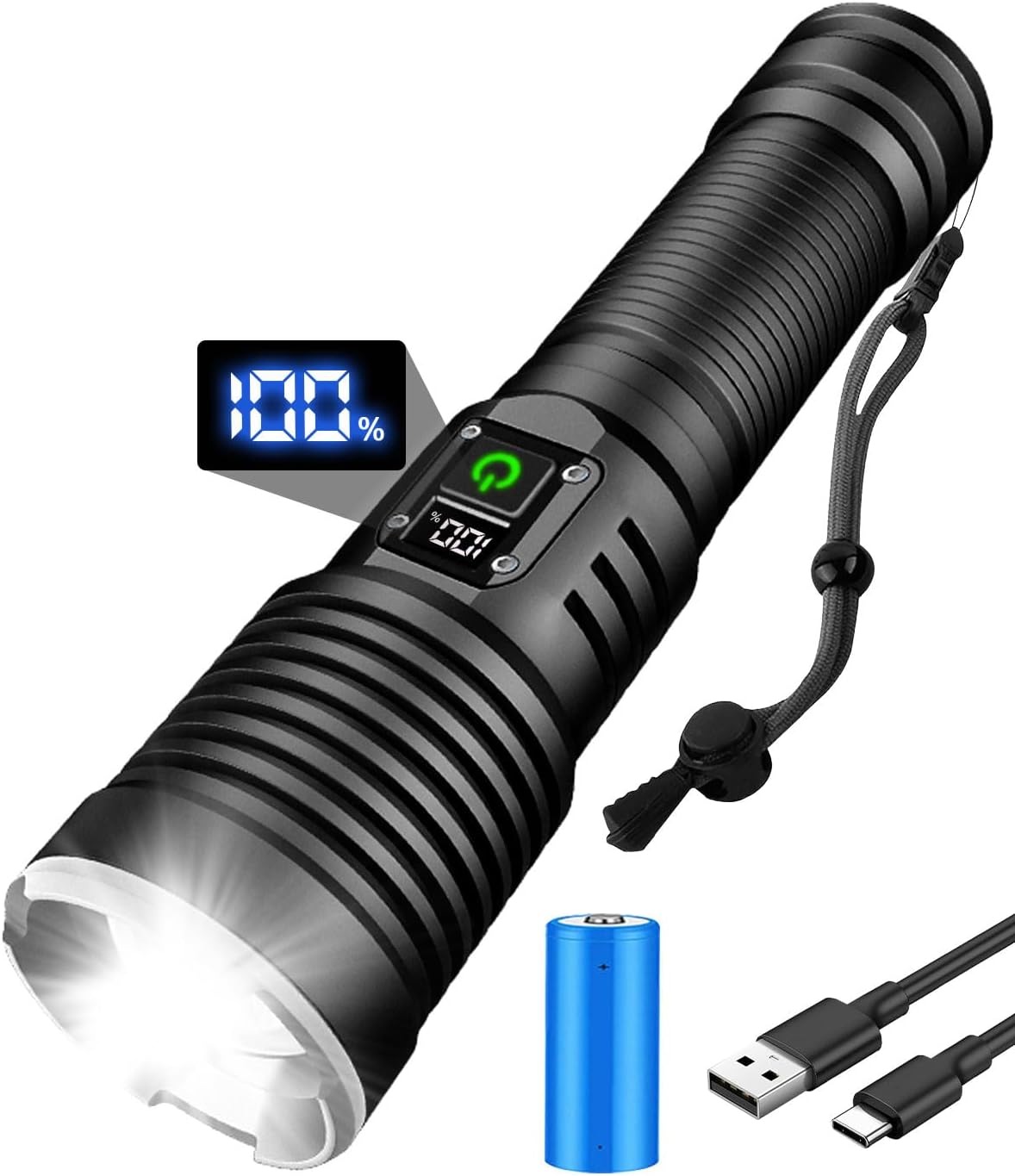 Maxesla Lampe Torche LED Rechargeable, 20000 Lumens Lampe de Poche Ultra Puissante avec