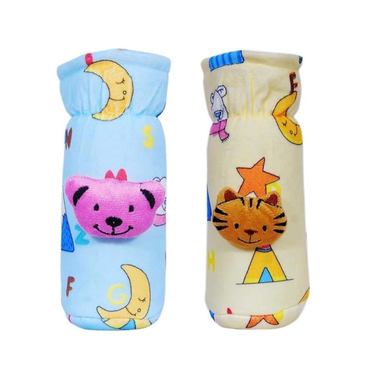 KIDS BASIC Soft & Durable Baby Feeding Bottle Cover with Easy to Hold Strap, Insulated Baby Milk Bottle Sleeve, Ideal for Travel & Daily Use, Sky Blue & Yellow, Pack of 2-image-45