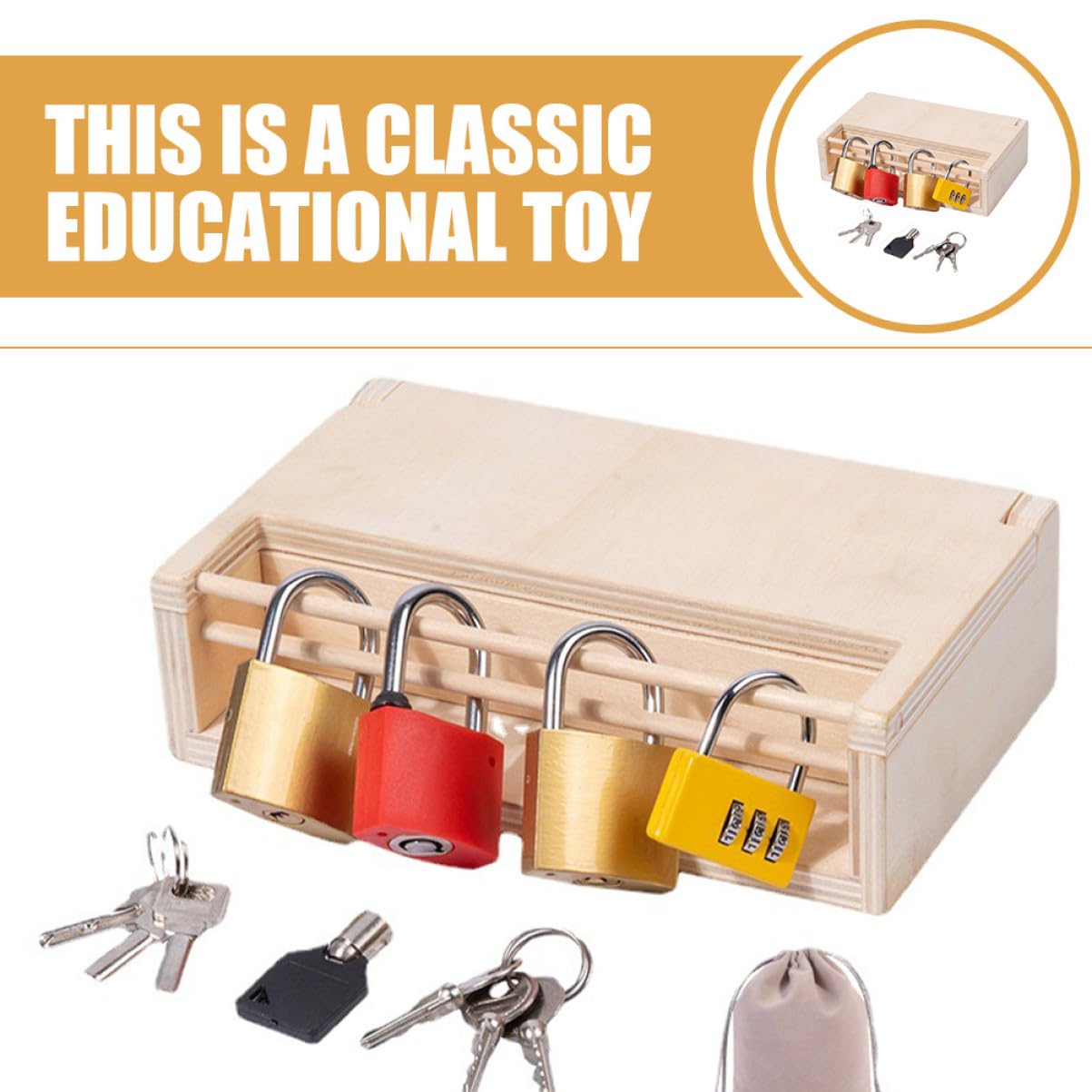 Juguete Montessori Educativo de Madera para Pequeños Caja Interactiva para Desarrollo de Habilidades Manuales Accesorio Lúdico para Bebés de Año