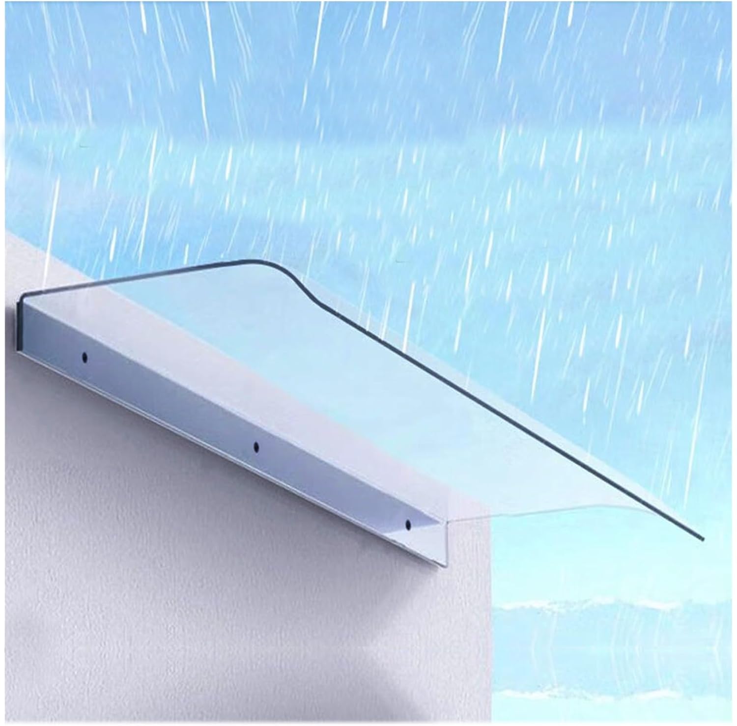 Window Rain Shelter Cover,Outdoor Awning Patio Porch Awning,uv Protection Rain,Transparent front door awningTransparent Polycarbonate Rain Canopy,Facade installation ( Size : 50*380cm/19.6*149.6in )