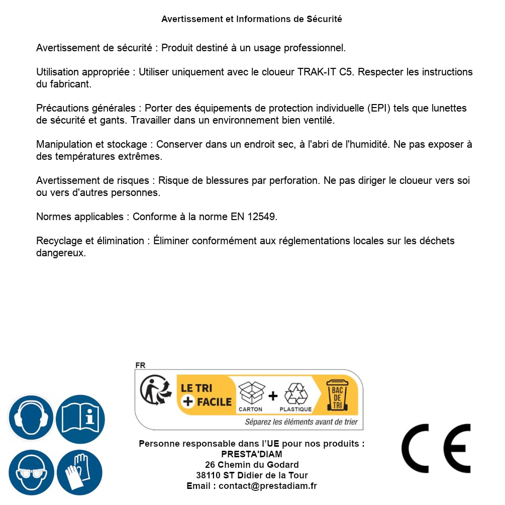 800 clavos de hormigón C5-27 Xtra-Hard (Xh) - 27 mm + 2 cartuchos de gas C4 para clavadora Trak-It C5 - D-Work