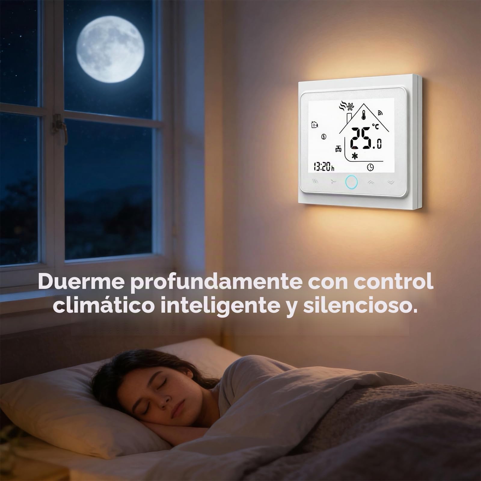 Termostato WiFi Pantalla LCD 2 Tubos Aire Acondicionado | Controlador programable compatible Alexa y Google Home, control WiFi remoto para aire acondicionado doméstico