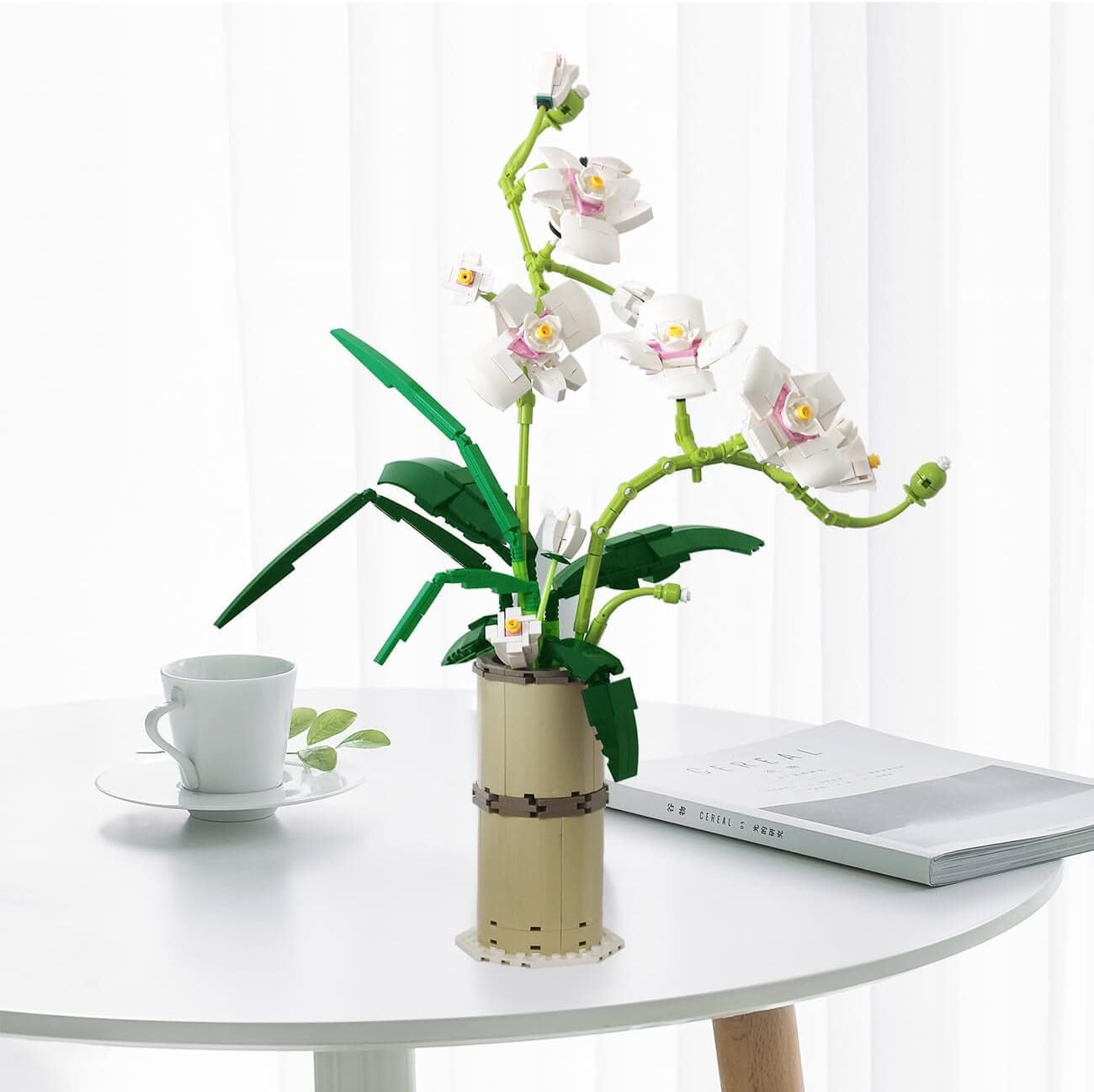 Klocki budowlane COIL, kwiaty z klocków, Phalaenopsis, zestaw budowlany, klocki, kolekcja botaniczna, dekoracja wnętrz, dla dzieci od 14 lat, 588 szt.