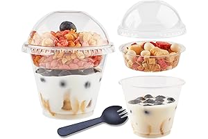 Zezzxu 9 oz Disposable Yogurt Parfait Cups with Lids, Inserts, and Sporks
