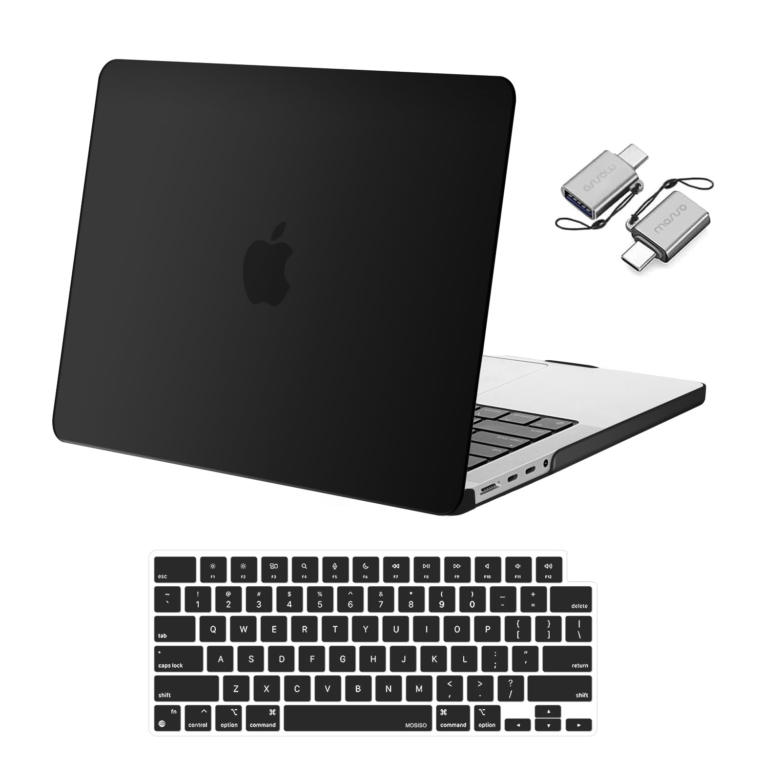 MOSISO Compatible with MacBook Pro 14 inch Case 2025 2024 2023 2022 2021 M4 M3 M2 M1 A3112 A3185 A3401 A2918 A2992 A2779 A2442 Pro Max, Plastic Hard Shell Case&Keyboard Cover&Type C, Black
