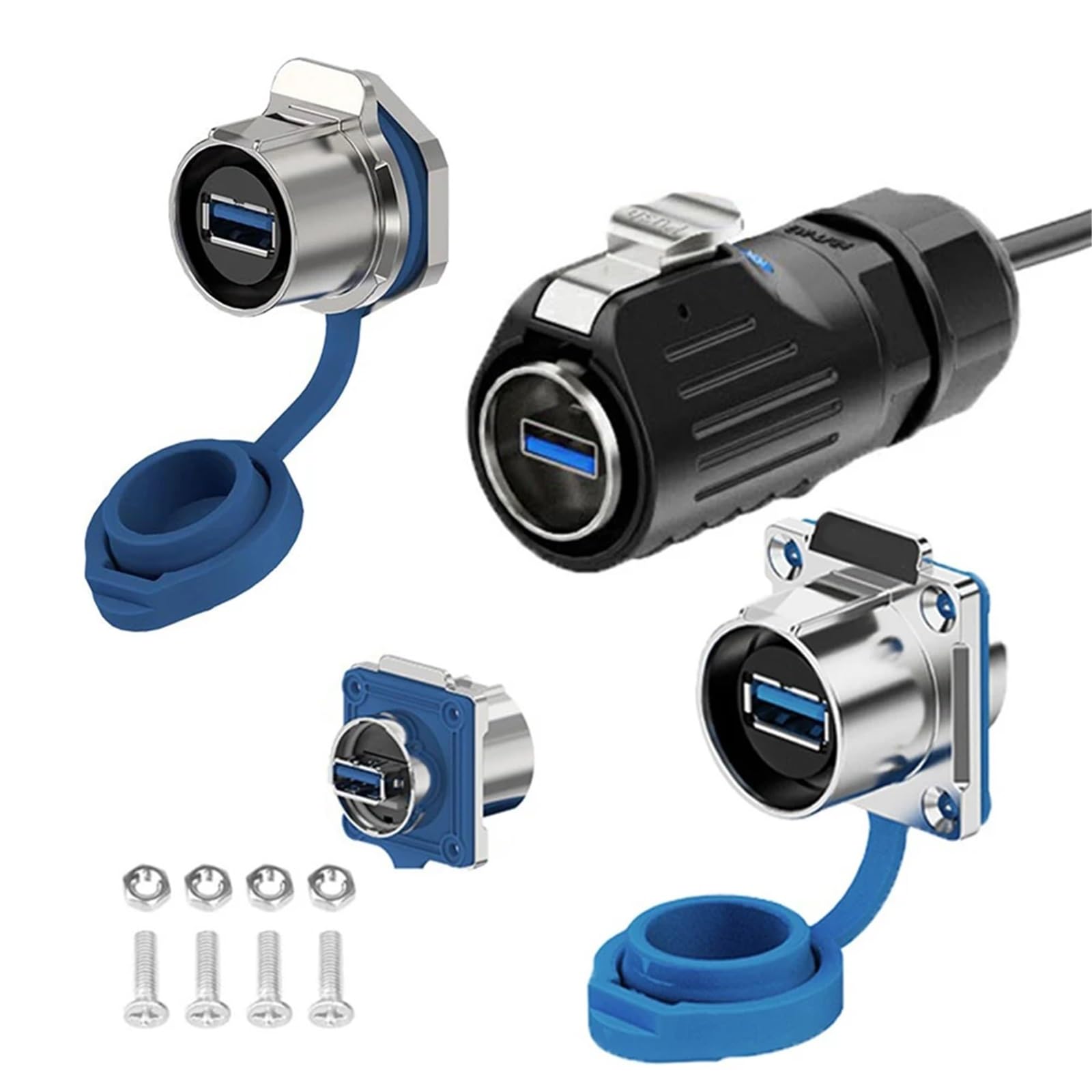 EW-LP24 IP68 Impermeabile M24 Cavo di segnale dati 0,5 m Cavo di prolunga USB Connettore USB 3.0 Tipo A pannello/dado/Docking Presa femmina (Nut Set(cavo da 0,5 m)