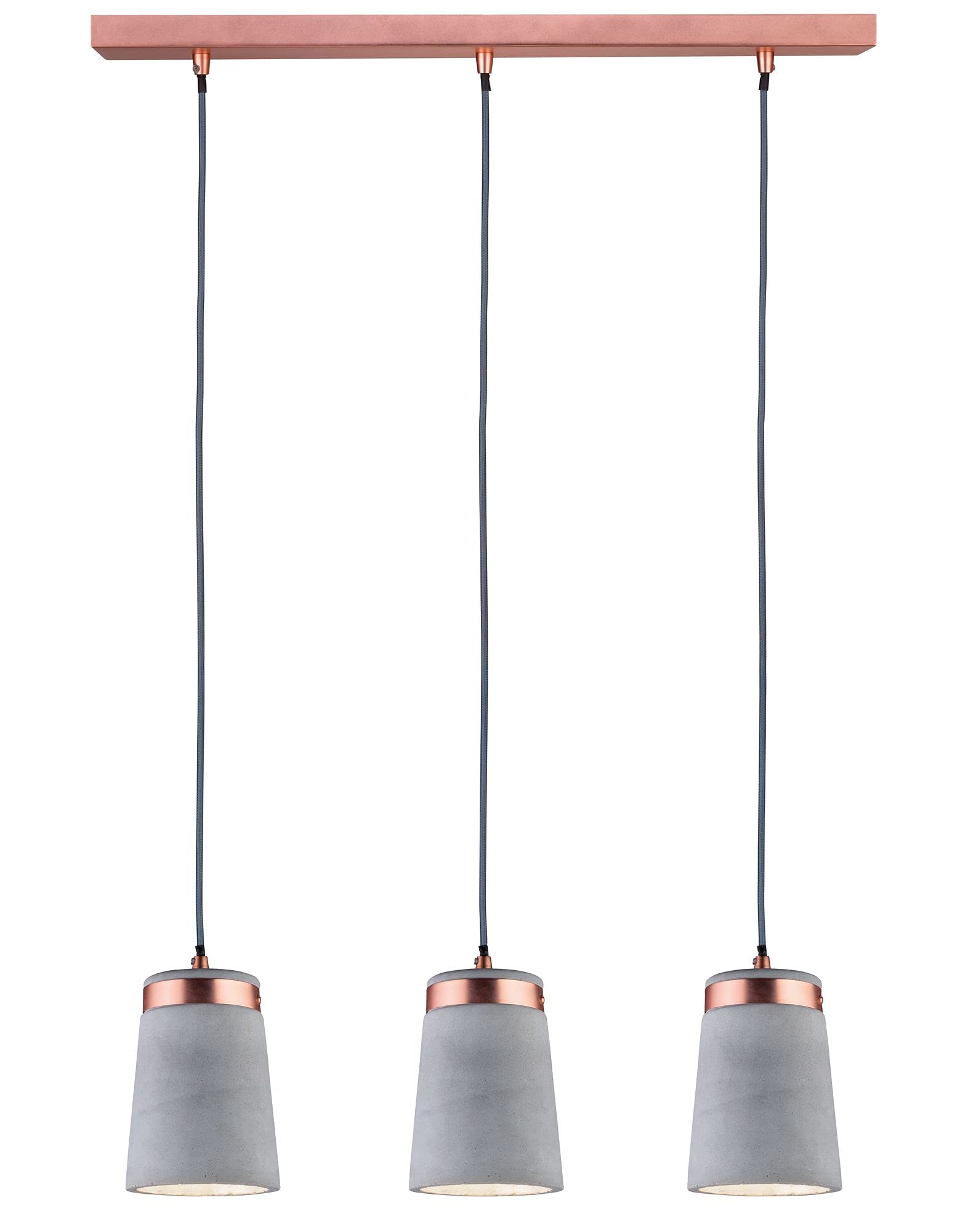 Paulmann 79626 Neordic Stig Pendelleuchte max. 3x20W Hängelampe für E27 Lampen Deckenlampe Grau/Kupfer matt 230V Beton/Metall ohne Leuchtmittel