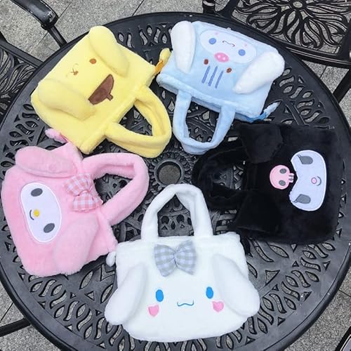 Cute Bag Portable Kuromi Plush Handbag Kawaii Purse Anime Cartoon Soft Fluffy Japanese Lolita Lovely Shoulder Bag For Girls Women (Pink-M) #TOP6
