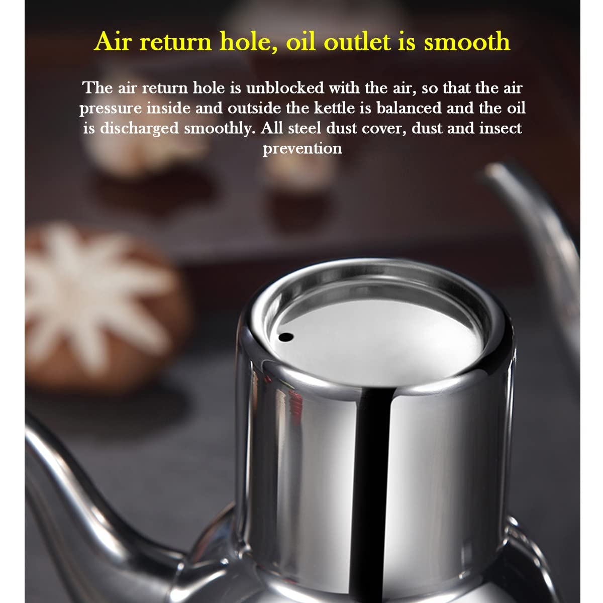 Olla dispensadora de aceite, lata de cocina de acero inoxidable para aceite de oliva y vinagre, recipiente de cocina sin goteo de 600 ml, perfecto para cocinar y aderezar