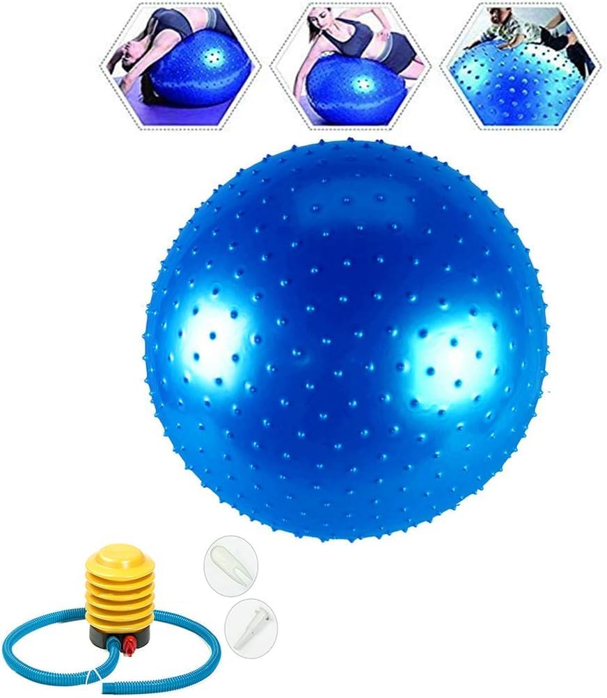 Exercise Ball 75 cm, Blue Massage Yoga Ball with Textured Surface, Anti-Burst Fitness Ball with Foot Pump-image-3